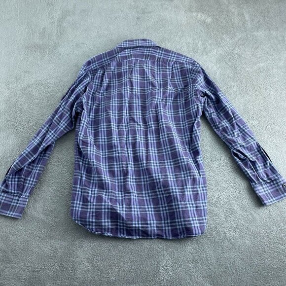 Peter Millar Mens Large Plaid Button-Up Shirt Purple Blue Cotton 5412 - Picture 2 of 7